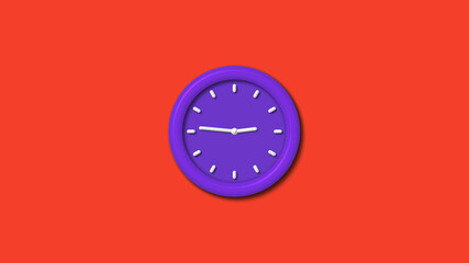 Counting down 3d wall clock isolated on red background, 12 hours 3d wall clock