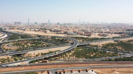 Wall Mural - Aerial view of highway in Riyadh, Saudi Arabia 4K #2