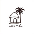 hut and coconut tree vector logo