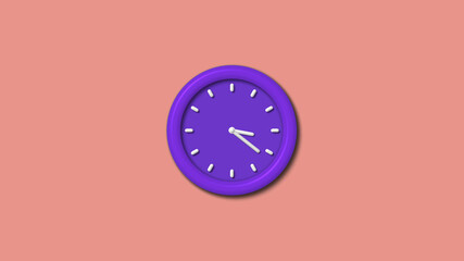 New purple color 12 hours 3d wall clock isolated on red light background, Counting down wall clock