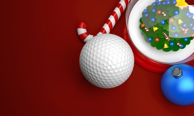 Canvas Print - Golf ball with christmas ornament