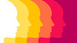 © Atlas Illustrations - Abstract background of faces. Silhouette of male and female people. Template, background, element.