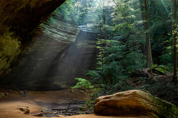 Ash Cave with rays of sun