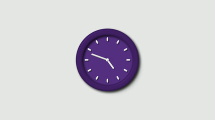 Purple dark 3d wall clock isolated