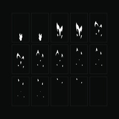 Wall Mural - Fire sparks animation. Flame effect sprites sheet for games, video, animation. Colorful cartoon sparks animation. 