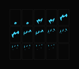 Wall Mural - Fire sparks animation. Flame effect sprites sheet for games, video, animation. Colorful cartoon sparks animation. 