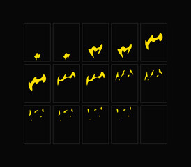 Wall Mural - Fire sparks animation. Flame effect sprites sheet for games, video, animation. Colorful cartoon sparks animation. 