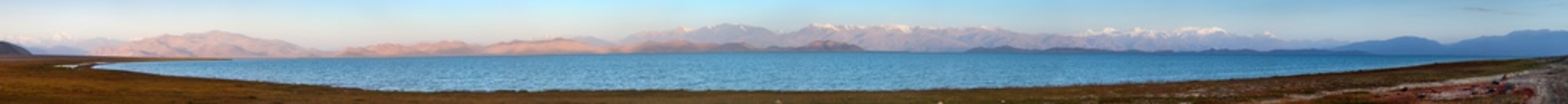 Karakul lake and Pamir range in Tajikistan