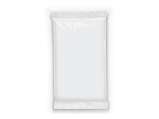 Sticker - paper white flow packaging with transparent shadows isolated on white background mock up