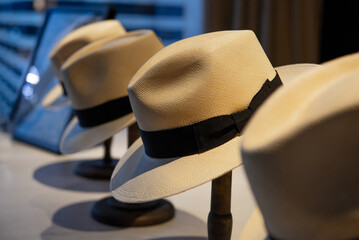 hat on accessories display in shop