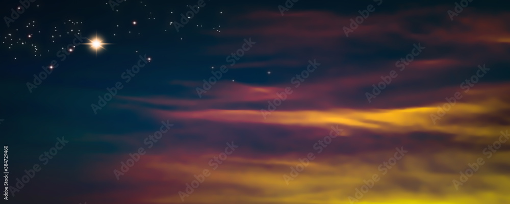 leuchtender weihnachtsstern am romantischen nachthimmel Stock Photo | Adobe  Stock