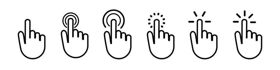 Wall Mural - click icon, mouse cursor vector pointer. finger point web internet link in computer. hand symbol iso
