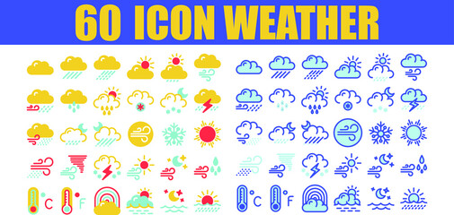 Poster - 60 icon weather Flat for any purposes website mobile app presentation