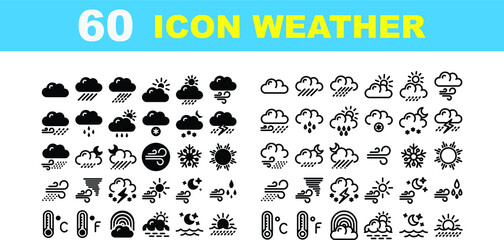 Poster - 60 icon weather for any purposes website mobile app presentation