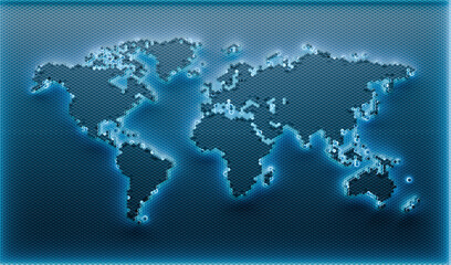 geometric world map background. 3d illustration