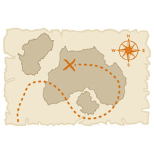 
A Treasure Map Is Used By Pirates To Find Treasure For Robbery
