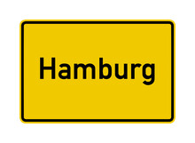 Hamburg City Limits Road Sign In Germany