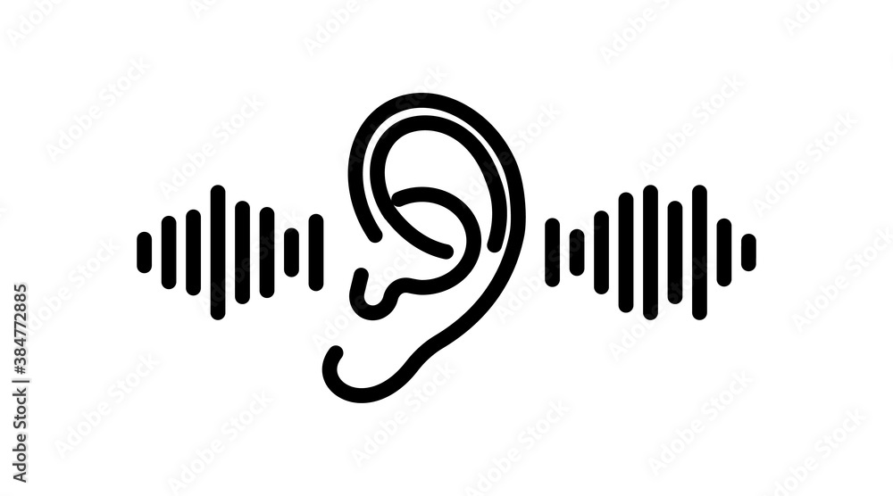 ear icon line. Hearing, listen symbol isolated . Vector illustration ...