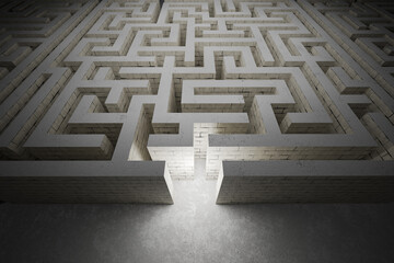 Maze or labyrinth. Strategy and decision making concept. 3D rendered illustration.