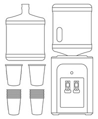 Water cooler vector realistic set icon. Vector illustration bottle on white background. Isolated realistic set icon water cooler.