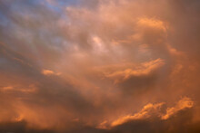 Dramatic Sunset Sky With Orange Clouds