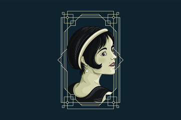 art deco woman head