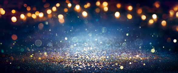 Wall Mural - abstract christmas background - shiny glitter with defocused lights in the night