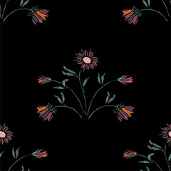 Canvas Print - Seamless floral background. Wallpaper vintage flower pattern.