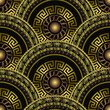 Decorative gold seamless 3d pattern. Mandala greek ornament