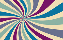 Retro Groovy Sunburst Background Pattern With A Vintage Color Palette Of Purple Blue Green And Beige White In A Spiral Or Swirled Radial Striped Starburst Design