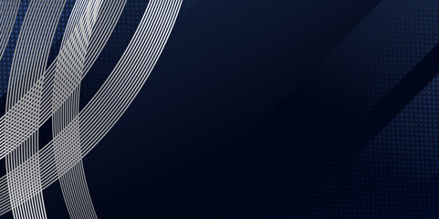 Navy blue silver curve shape background for presentation background 