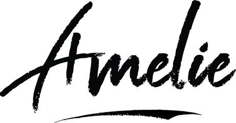 Poster - Amelie-Female name Modern Brush Calligraphy on White Background
