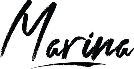 Sticker - Marina-Female name Modern Brush Calligraphy on White Background