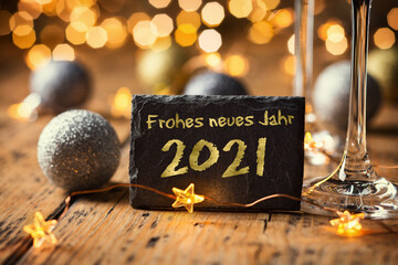 Wall Mural - happy new year 2021 - greeting card, german language - silvester party - celebration
