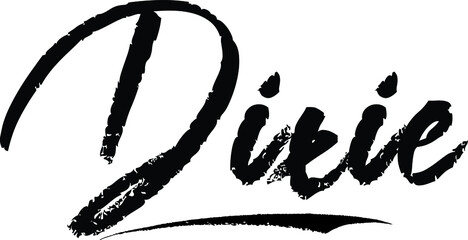 Dixie-Female name Modern Brush Calligraphy on White Background