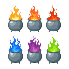 Wall Mural - Witches cauldron icon in flat style, vector