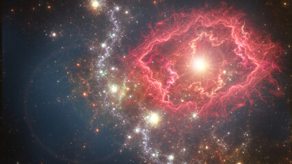 Wall Mural - fantasy stars background with exploding supernova, deep space illustration