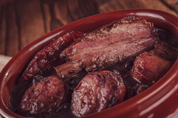 Wall Mural - Brazilian feijoada with smoked pork ribs, loin and sausage