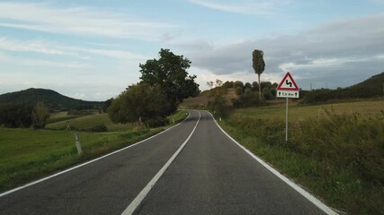 Sticker - View of the road along the famous Val d'Orcia, Tuscany, Italy.