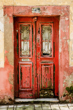 Abandoned Old House Door,