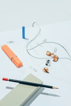BORED AT OFFICE""-part I -white Series /Office Supplies / Objects-abstract Set Ups.