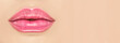 © Subbotina Anna - Beautiful young woman's lips closeup, on beige background. Plastic surgery, fillers, injection. Part of the model girl face, youth concept. Perfect healthy skin. Natural make-up. Health care