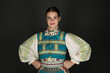 © muro - Slovak folklore. Traditional costume. Beautiful girl in traditional dress.