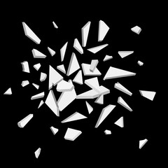 Wall Mural - White shards on black background. Abstract explosion. Vector illustration