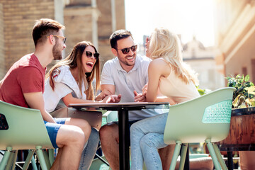 Canvas Print - Group of friends having fun together