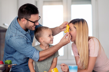 Sticker - Family preparing vegetables.