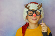 © Marina Shvedak - caucasian child in santa claus hat on christmas holiday