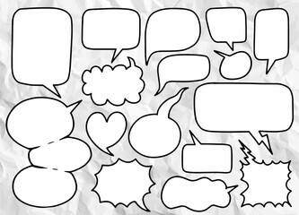 Wall Mural - Hand drawn set of different speech bubbles,Stickers of speech bubbles vector set , Retro Set of Comics Speech and Bubbles Cartoon Vector, Each on a separate layer.