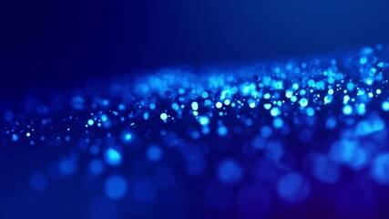 Wall Mural - magic blue glowing particles flow in viscous liquid and bright glisten. science fiction. 4k 3d sci-f