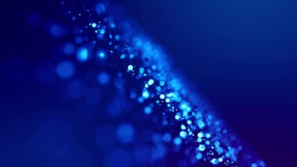 Wall Mural - magic blue glowing particles flow in viscous liquid and bright glisten. science fiction. 4k 3d sci-f
